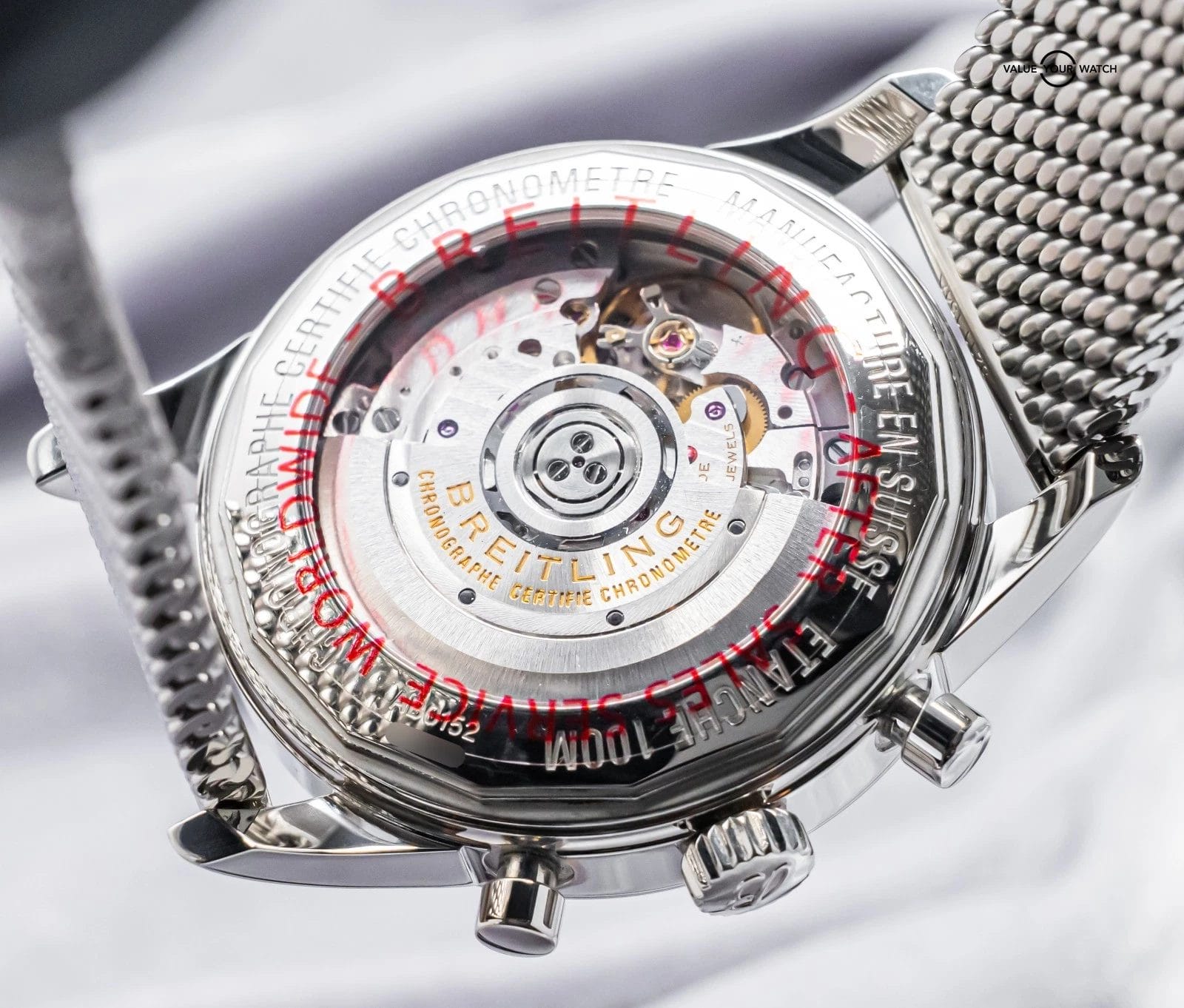 Breitling Transocean Chronograph 43mm B01 Box WARRANTY Mesh Bracelet AB0152 - Image 10