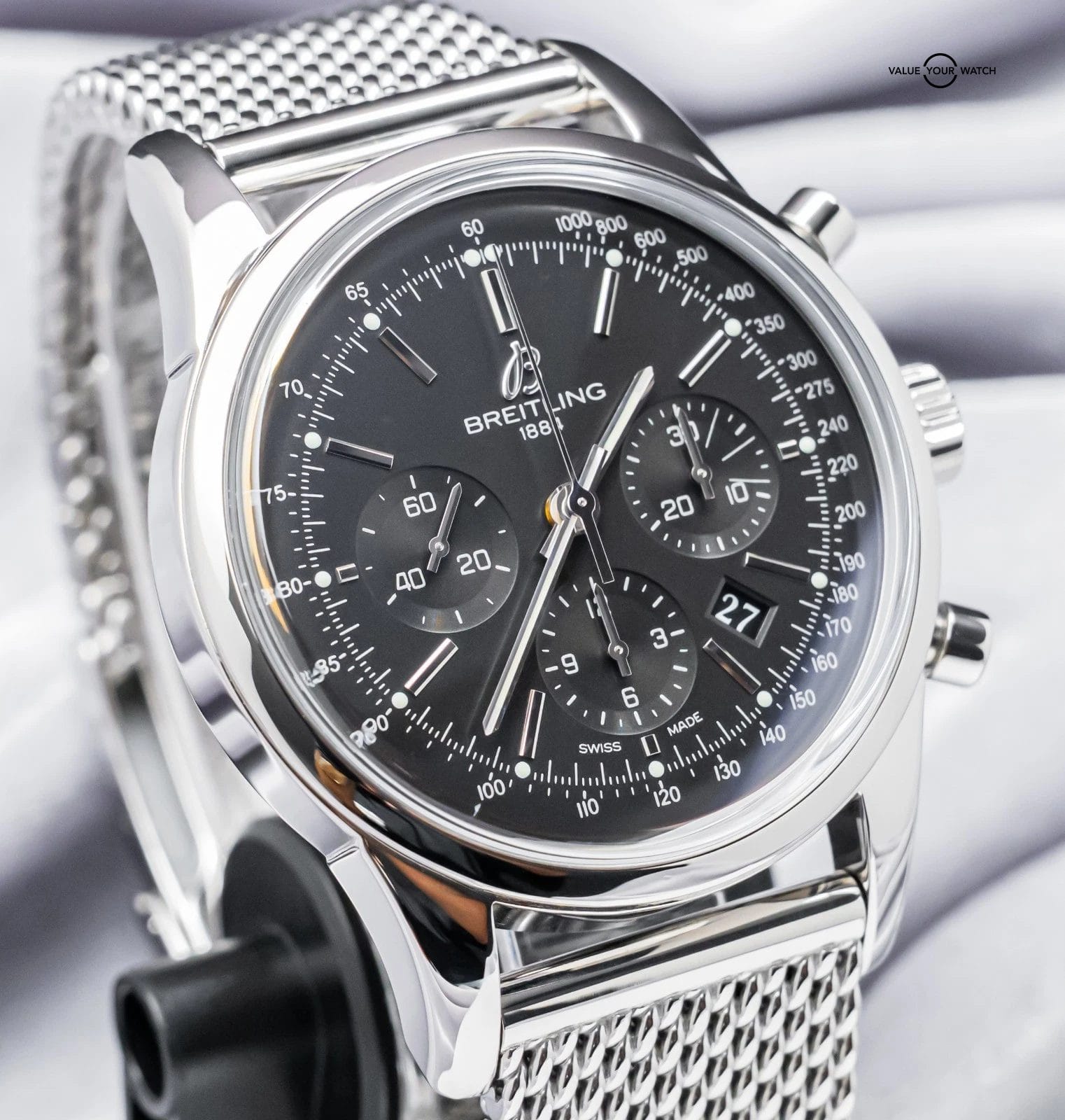 Breitling Transocean Chronograph 43mm B01 Box WARRANTY Mesh Bracelet AB0152 - Image 12