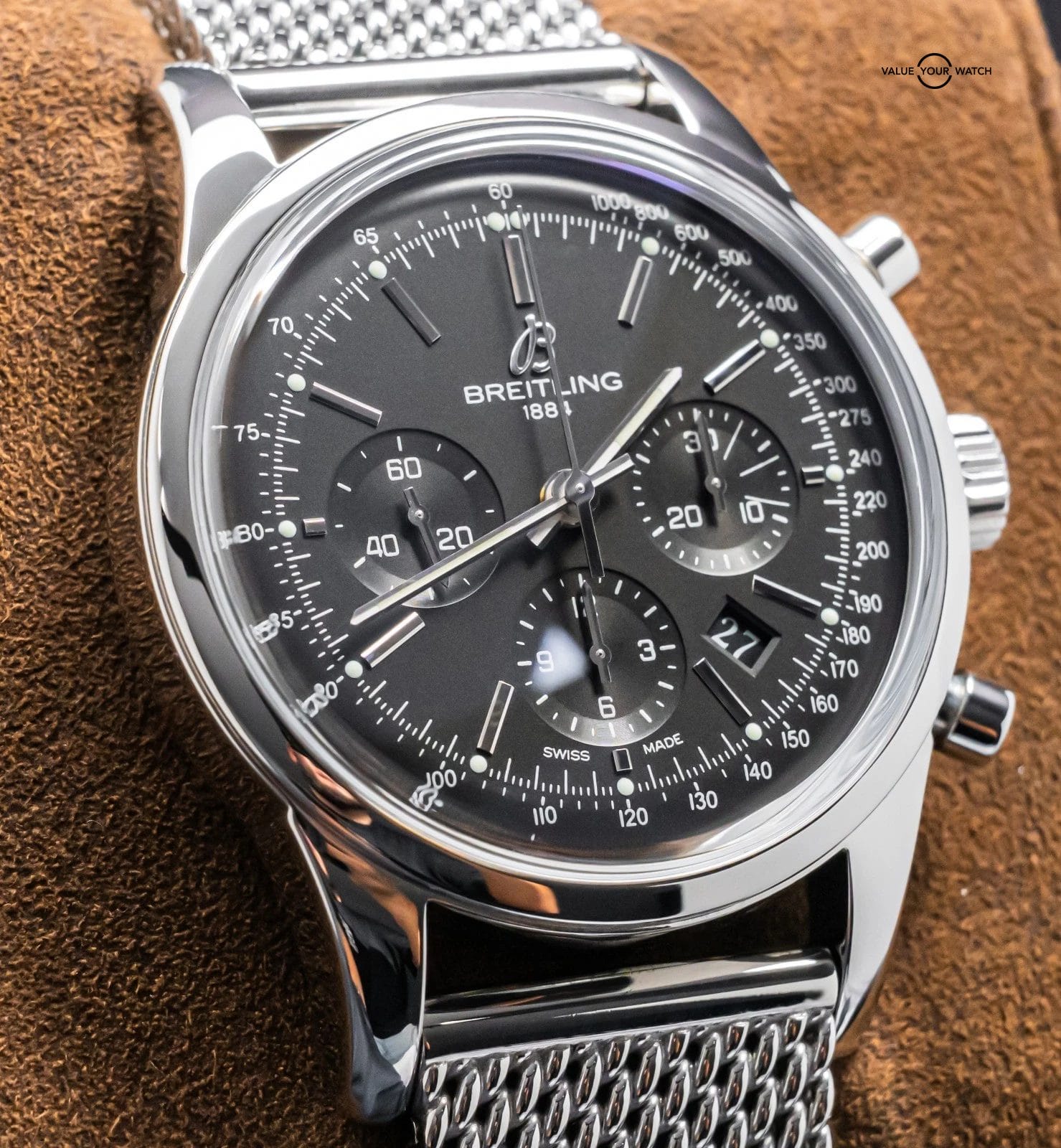 Breitling Transocean Chronograph 43mm B01 Box WARRANTY Mesh Bracelet AB0152 - Image 13