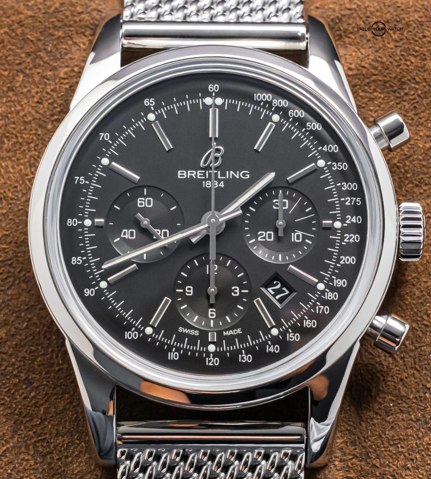 Breitling Transocean Chronograph 43mm B01 Box WARRANTY Mesh Bracelet AB0152 - Image 18