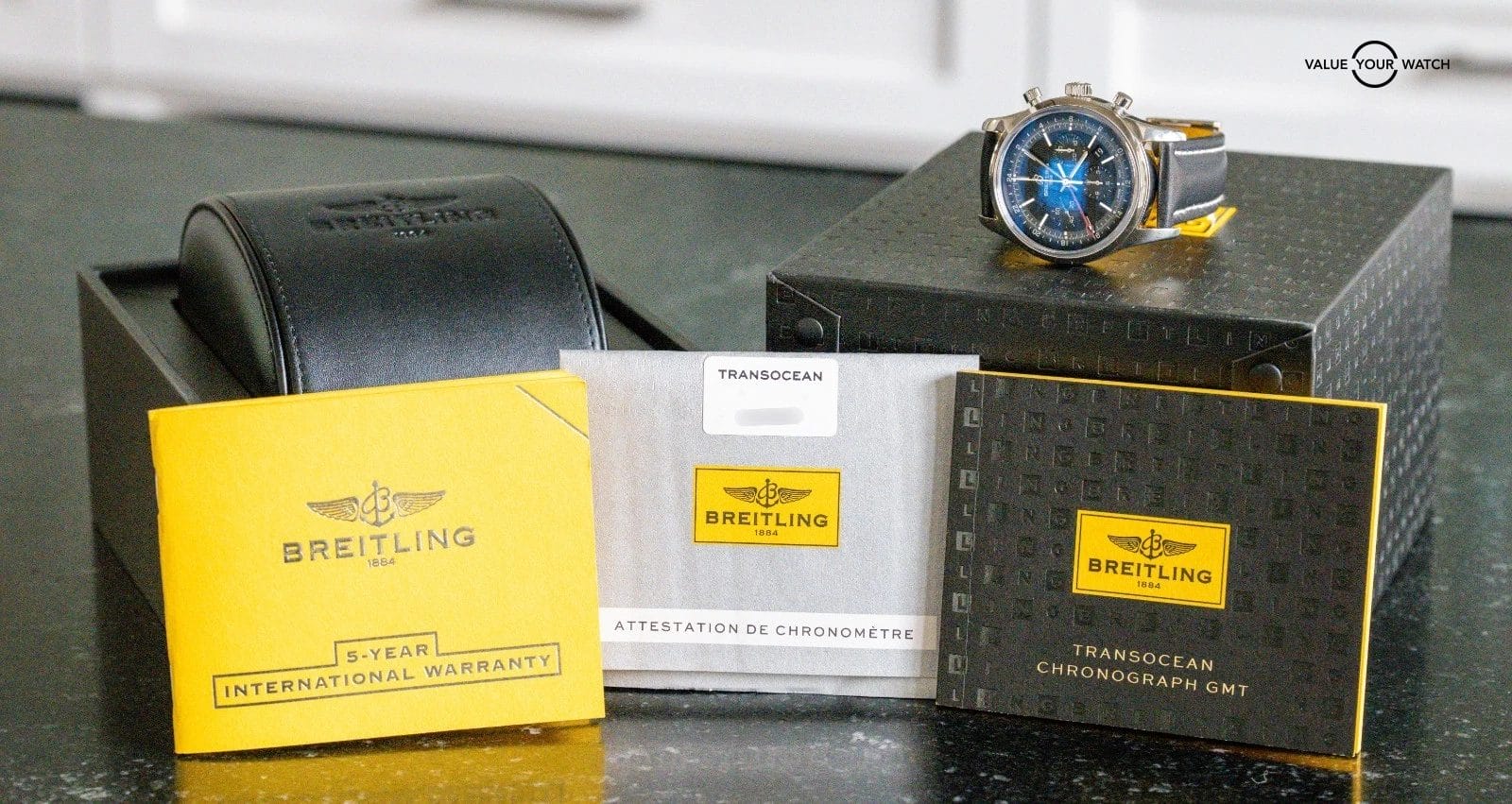 Breitling Transocean Chronograph GMT 43mm Limited $9K MSRP Complete AB0451 - Image 3