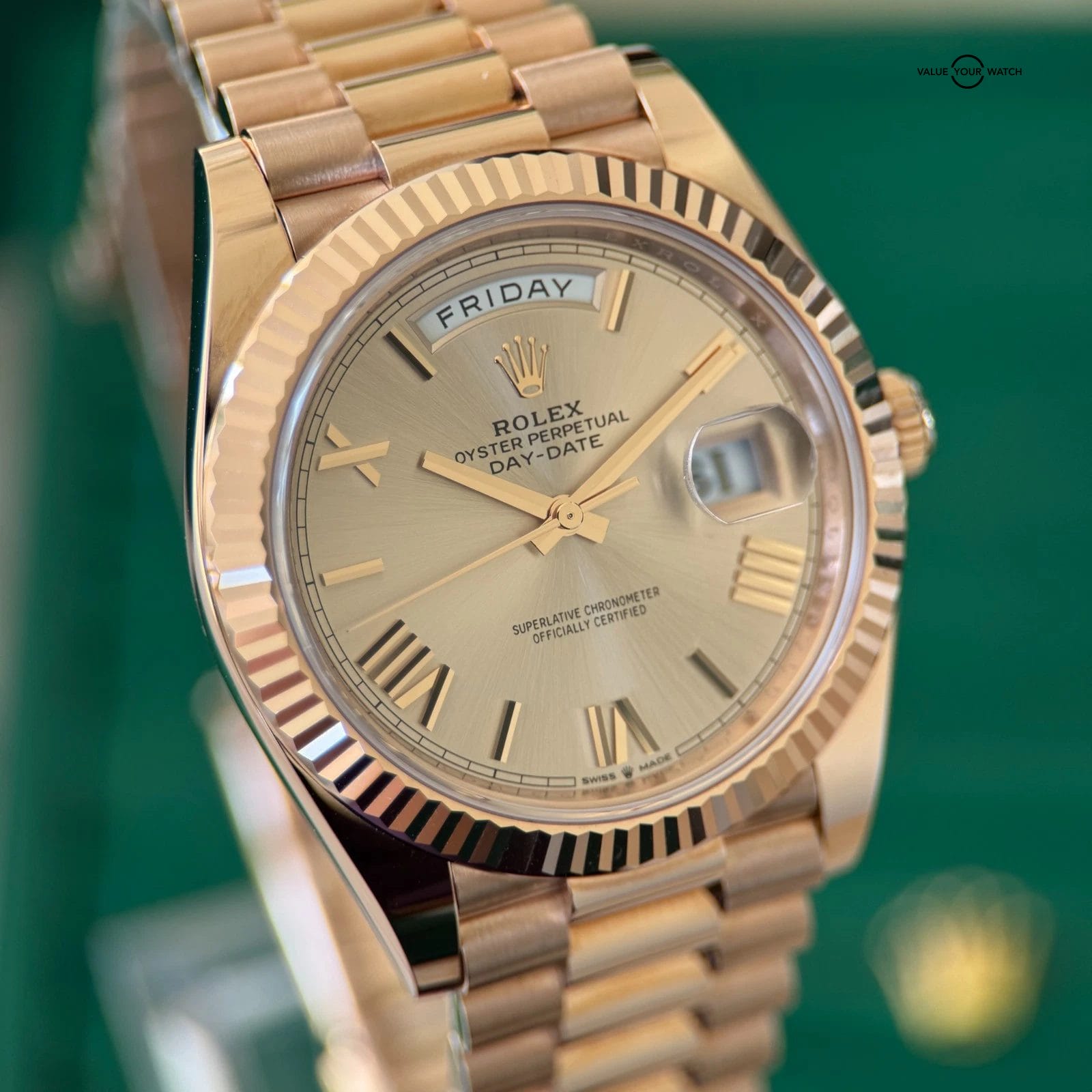 2025 UNWORN Rolex Day Date 40mm Rose Gold w/ Sundust Dial - Collectors Full Set - Image 9