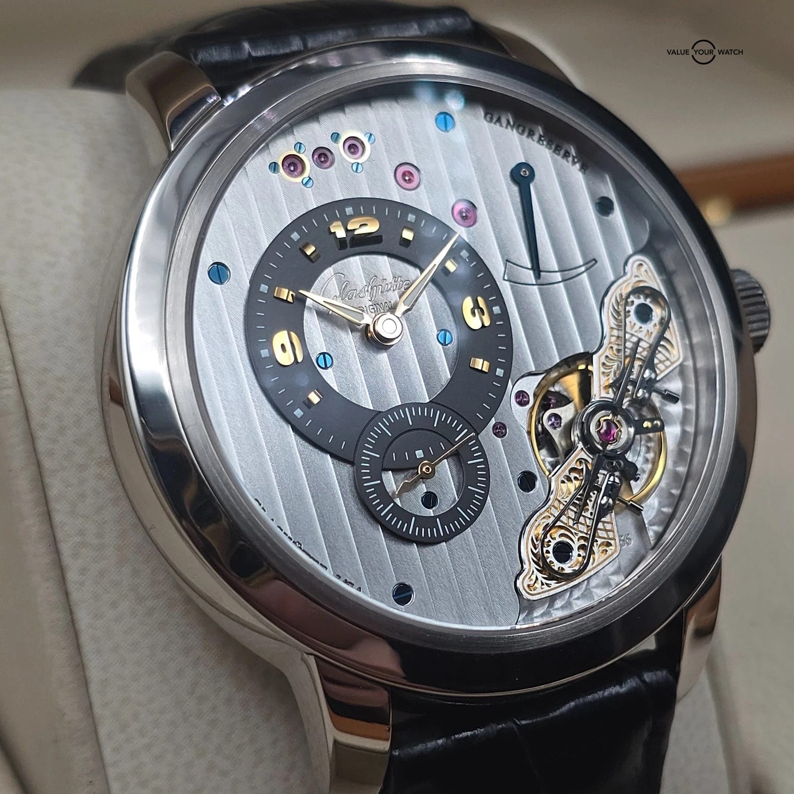 Glashutte Original PanoInverse XL 42mm in 18k White Gold, Full set 2008! - Image 4