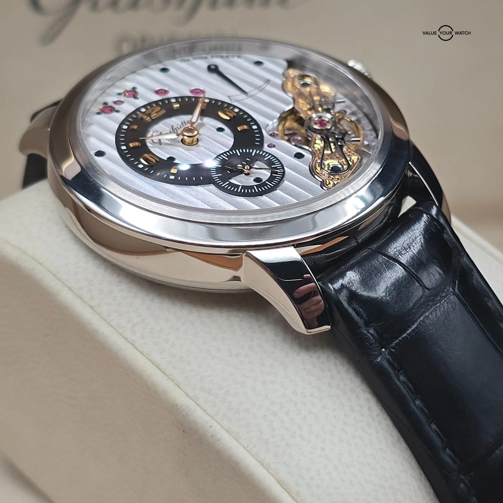 Glashutte Original PanoInverse XL 42mm in 18k White Gold, Full set 2008! - Image 7