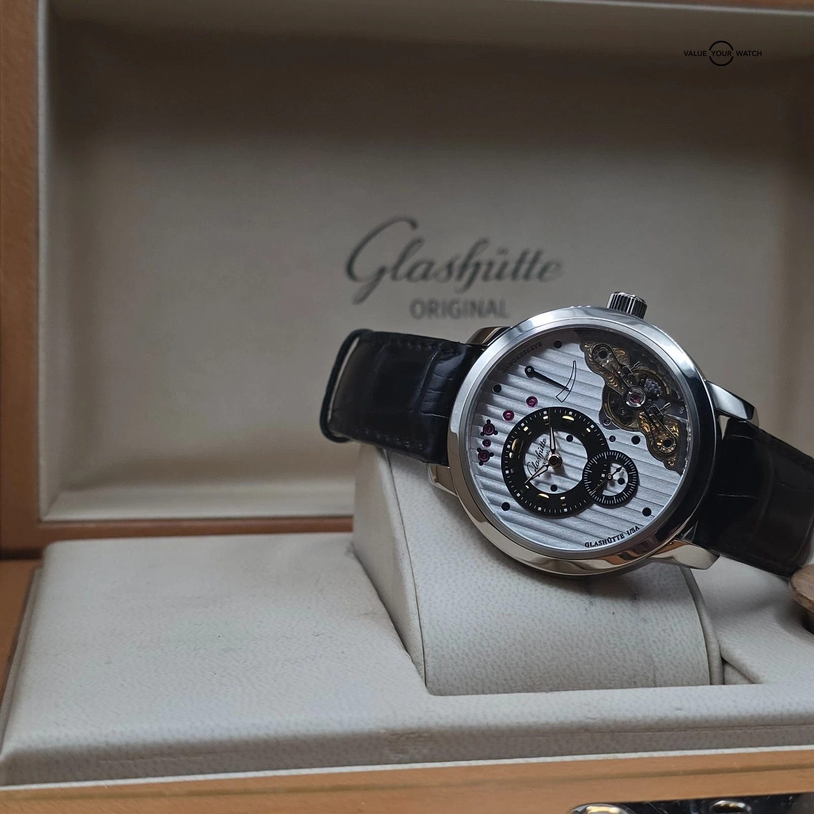 Glashutte Original PanoInverse XL 42mm in 18k White Gold, Full set 2008! - Image 10