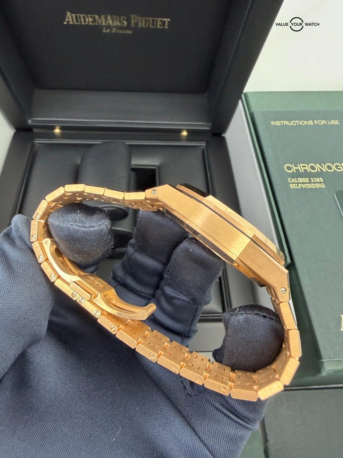 2022 Unworn Blue Dial Rose Gold Royal Oak Selfwinding Chronograph 38mm Box Paper - Image 3