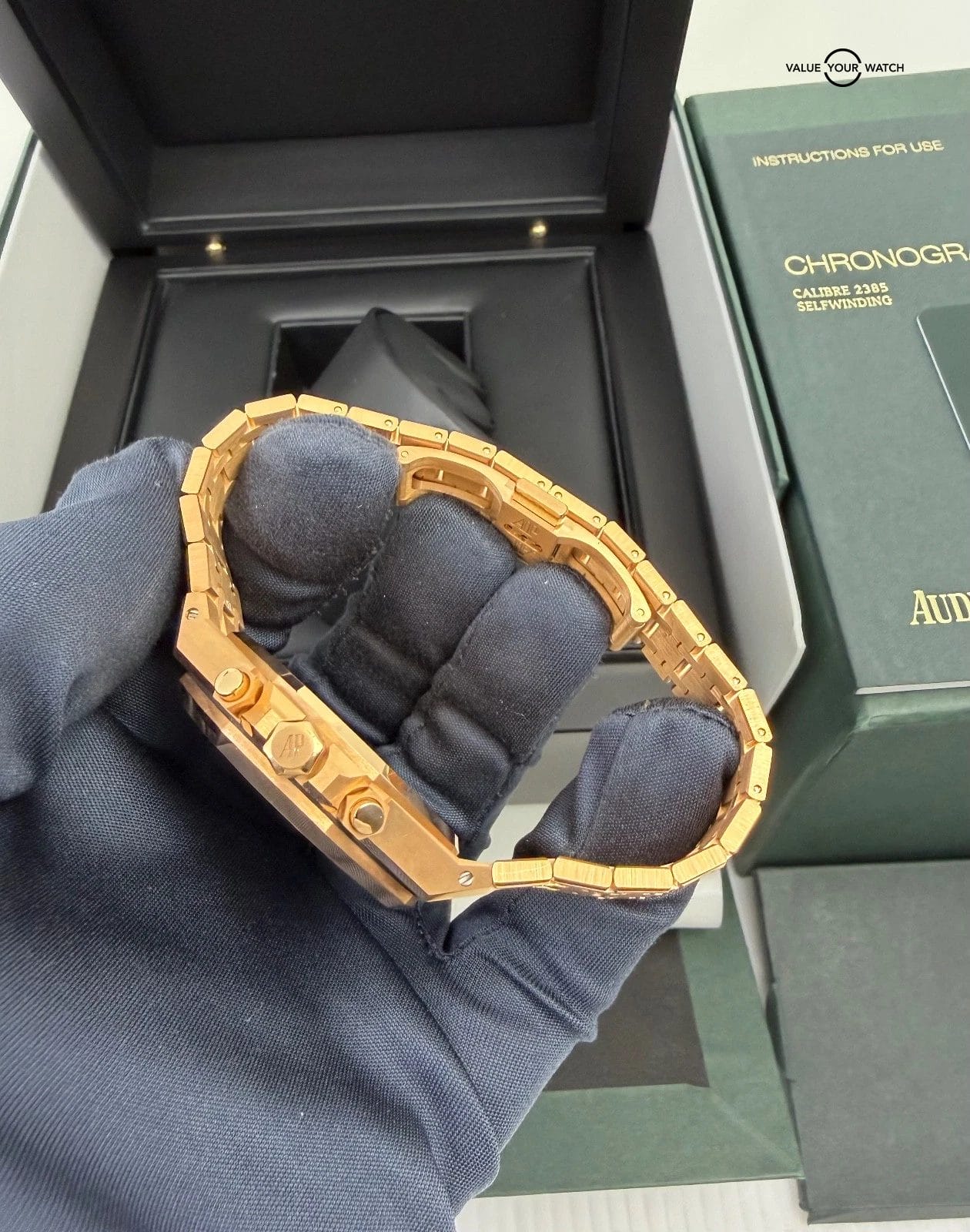 2022 Unworn Blue Dial Rose Gold Royal Oak Selfwinding Chronograph 38mm Box Paper - Image 4