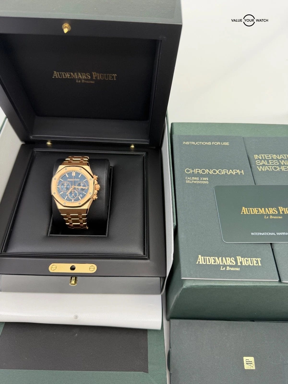 2022 Unworn Blue Dial Rose Gold Royal Oak Selfwinding Chronograph 38mm Box Paper - Image 5