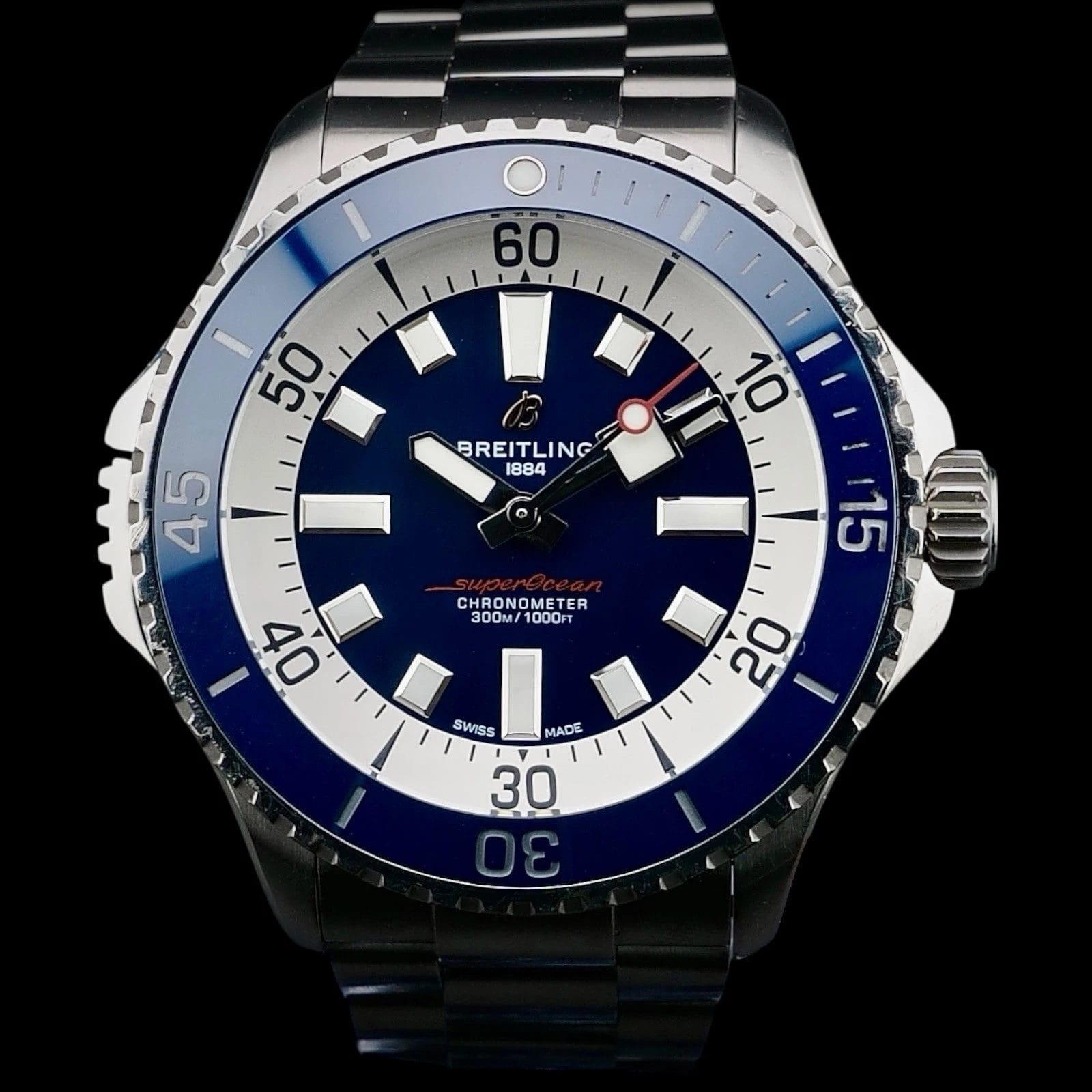 Breitling SuperOcean A17378 Blue Dial 46mm, Steel Bracelet, Warranty - Full Set