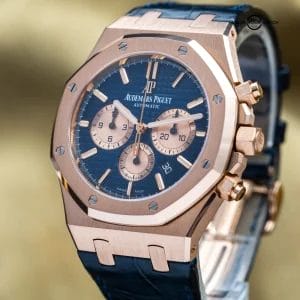 Audemars Piguet Royal Oak Chrono Rose Gold 41mm AP 26331OR Blue Dial – Full Set