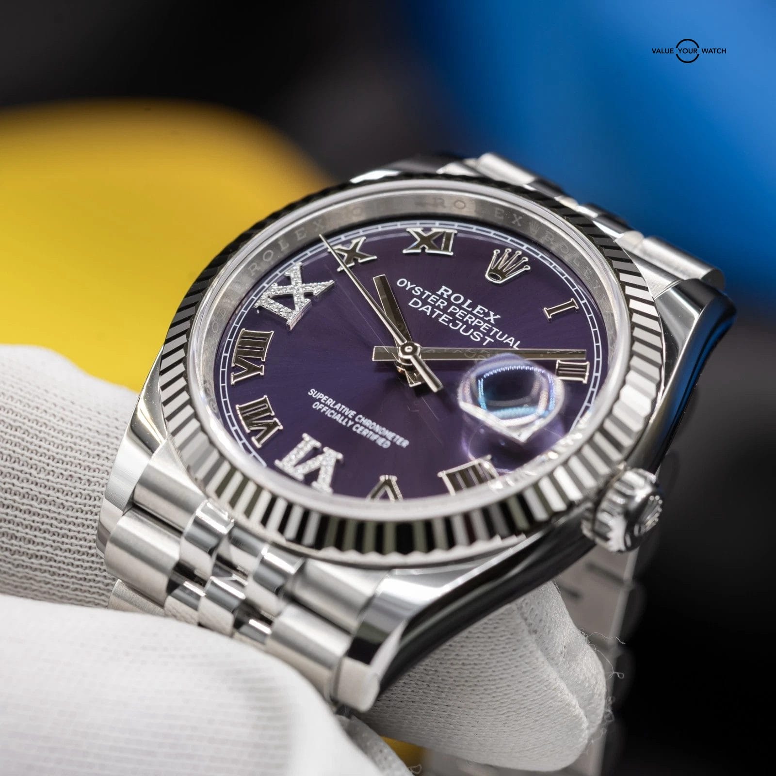 2025 Rolex Datejust 36mm Purple Dial w/Diamonds Jubilee Watch 126234-0021 - Image 14
