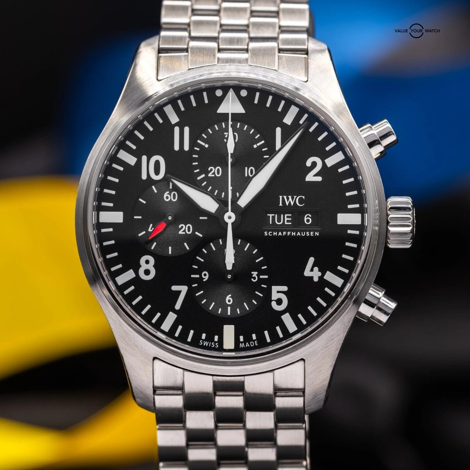 IWC Pilot's Chronograph Black Dial Men's Watch - IW377710 Box & Papers