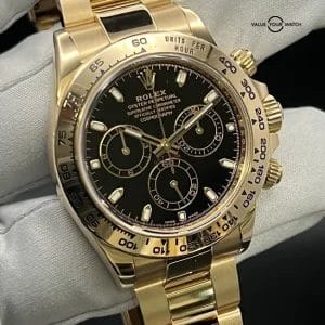 Rolex Daytona 116508 Black Dial 18k Gold Watch. Full Set Factory Warranty 2021