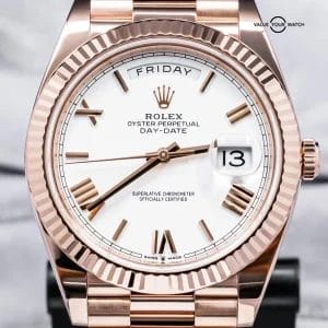 Rolex Day-Date 40mm Rose Gold 2023 Complete Set White Roman Numeral 228235