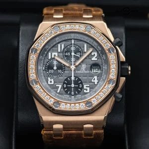 Audemars Piguet Royal Oak Offshore in 18k Rose Gold, grey dial Diamond Bezel!