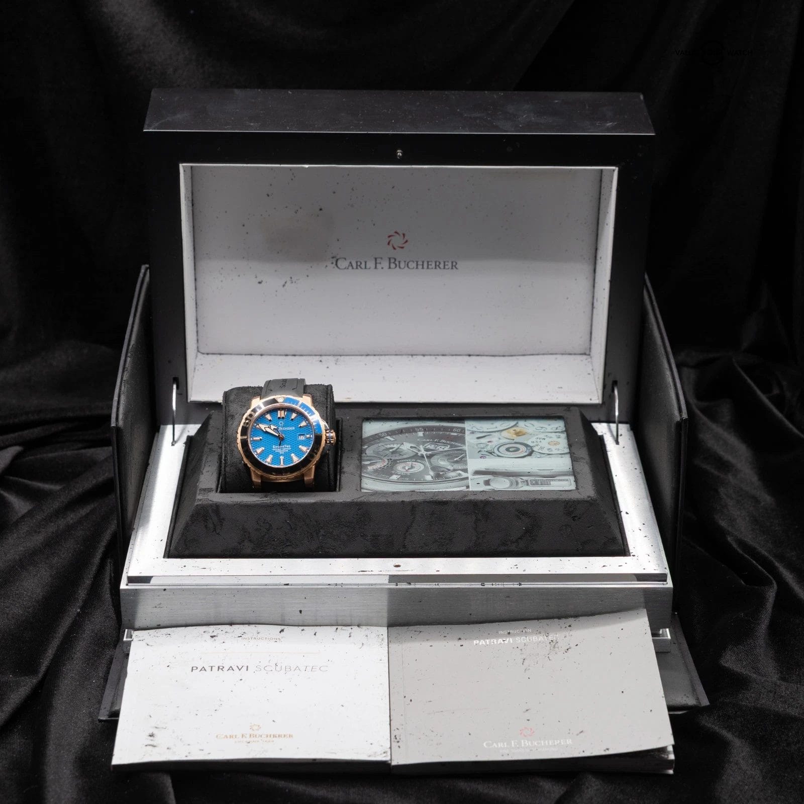 Carl F. Bucherer ScubaTec Patravi Blue dial solid 18k! 207g, 140g GOLD WEIGHT! - Image 7