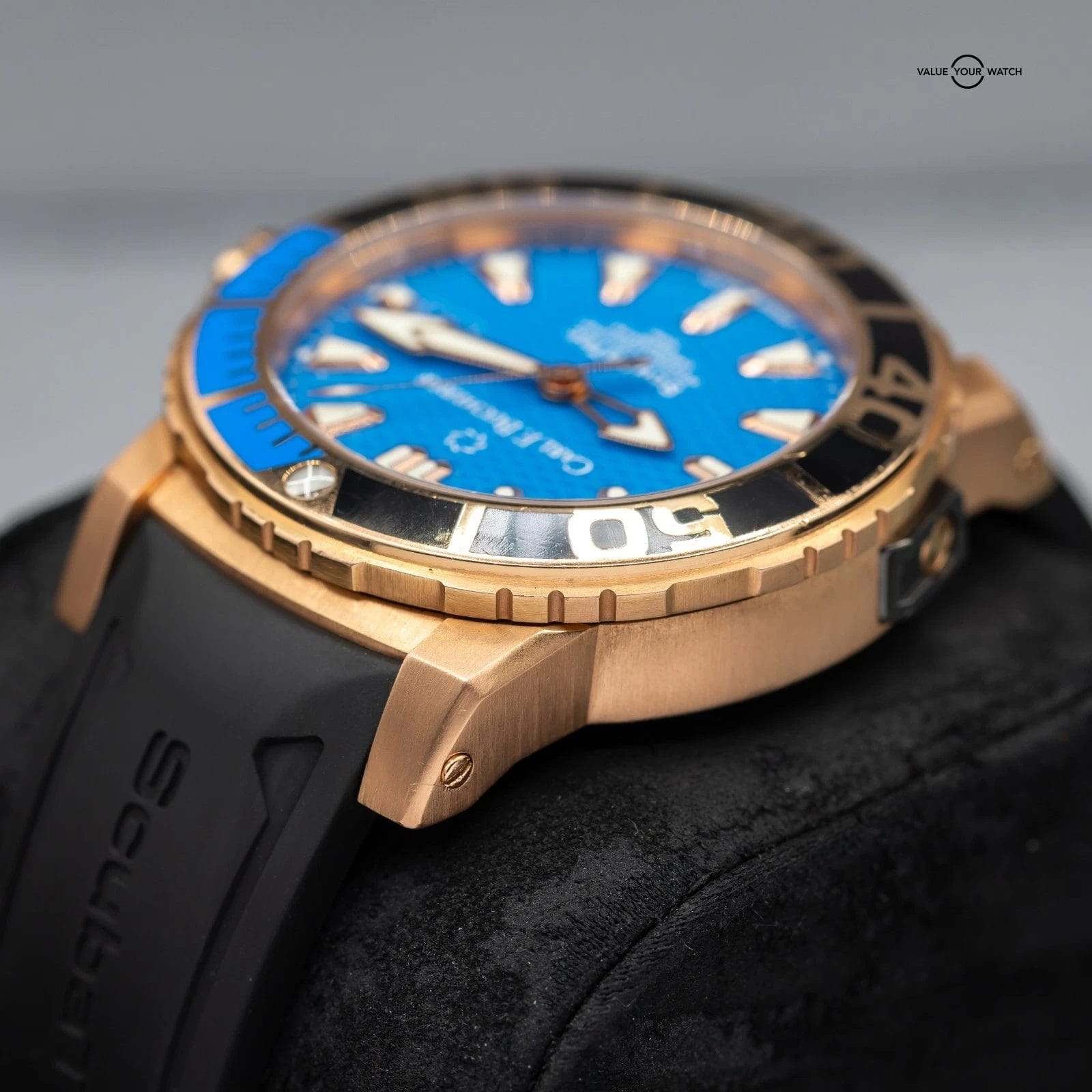 Carl F. Bucherer ScubaTec Patravi Blue dial solid 18k! 207g, 140g GOLD WEIGHT! - Image 13
