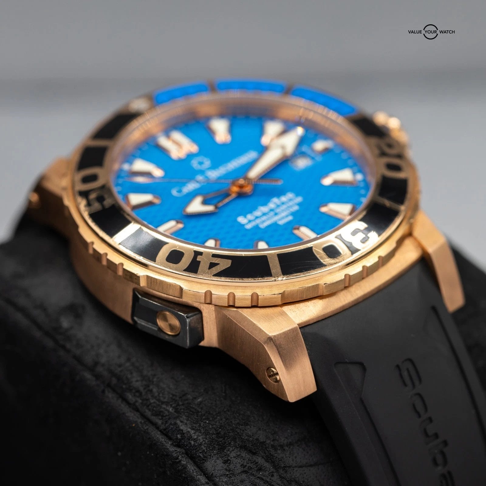Carl F. Bucherer ScubaTec Patravi Blue dial solid 18k! 207g, 140g GOLD WEIGHT! - Image 14