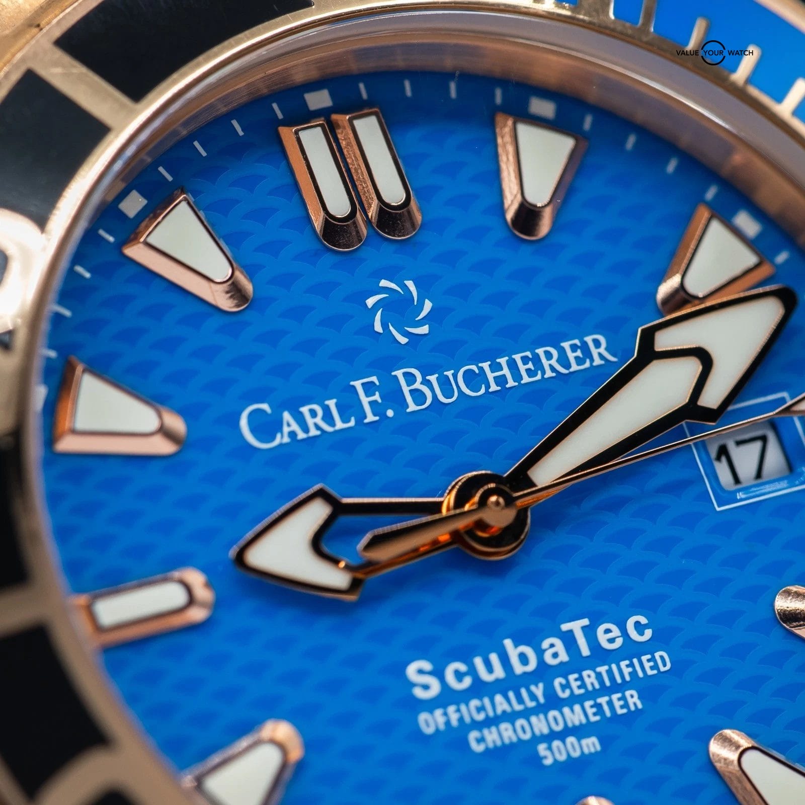 Carl F. Bucherer ScubaTec Patravi Blue dial solid 18k! 207g, 140g GOLD WEIGHT! - Image 15