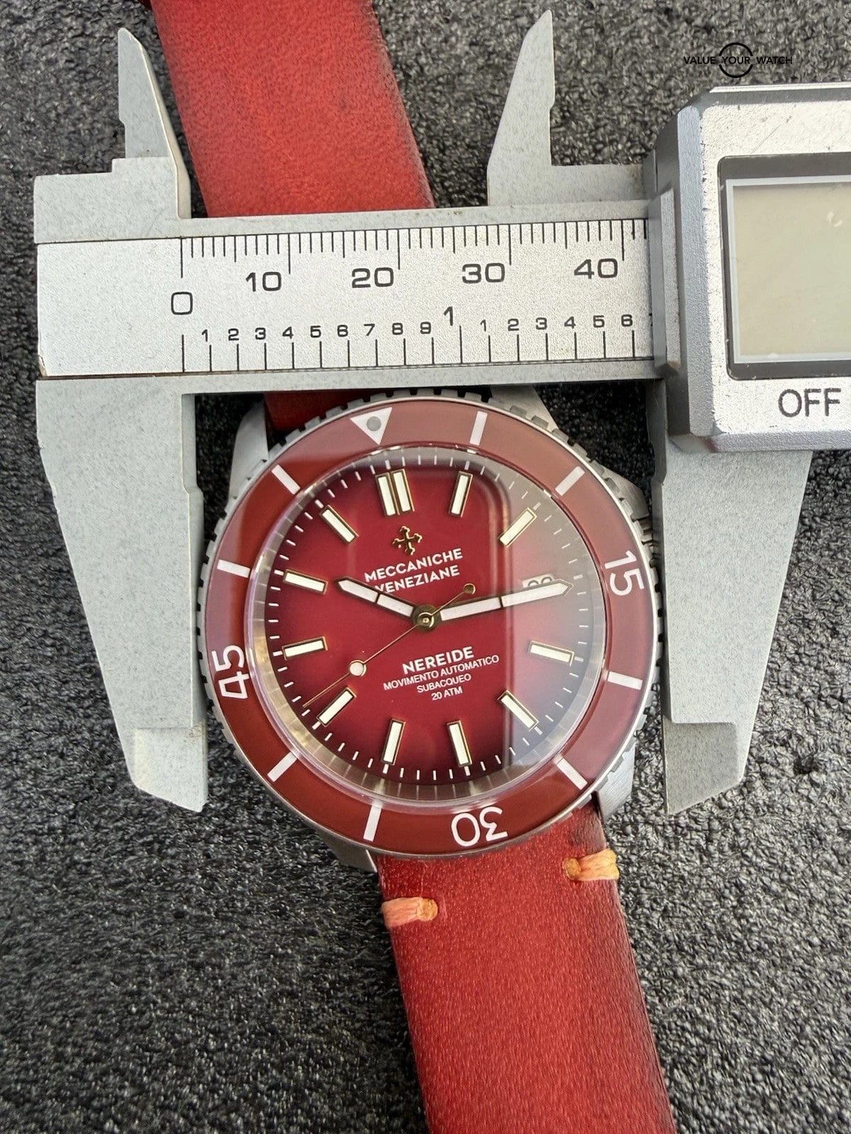 Rare Red Meccaniche Veneziane Nereide Diver Watch 3321503 Leather Full Set - Image 7