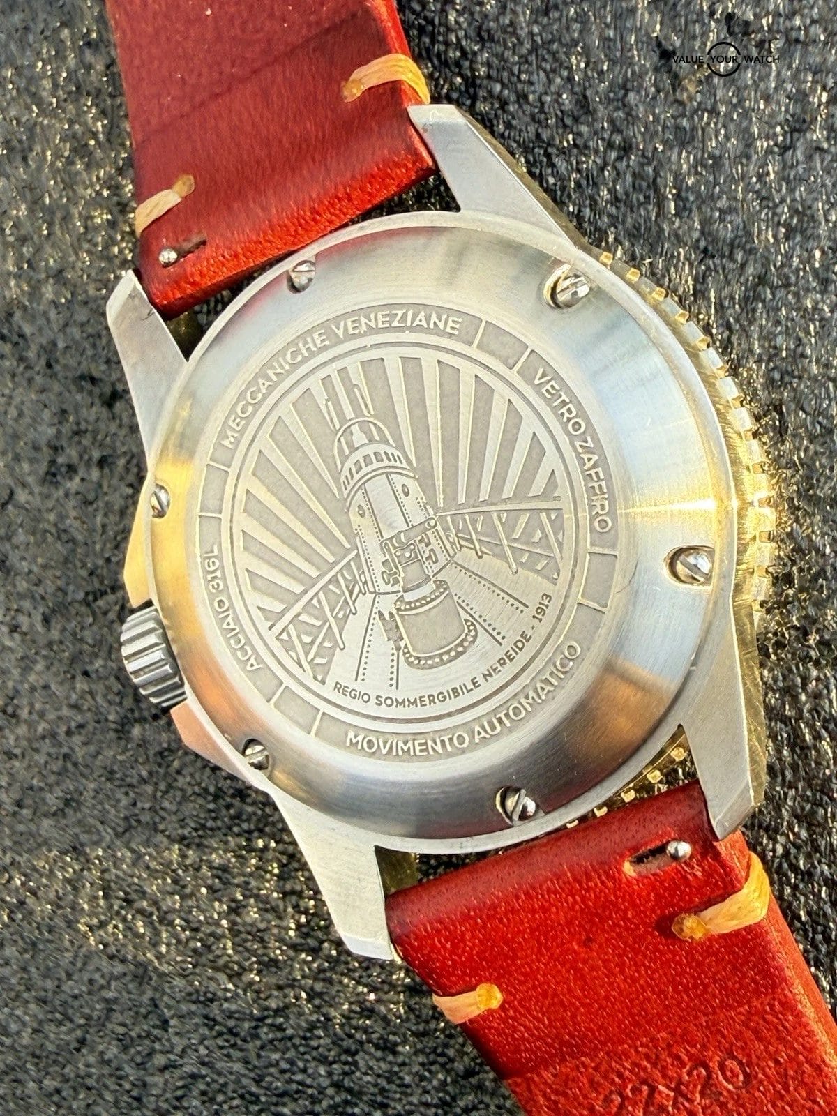 Rare Red Meccaniche Veneziane Nereide Diver Watch 3321503 Leather Full Set - Image 10
