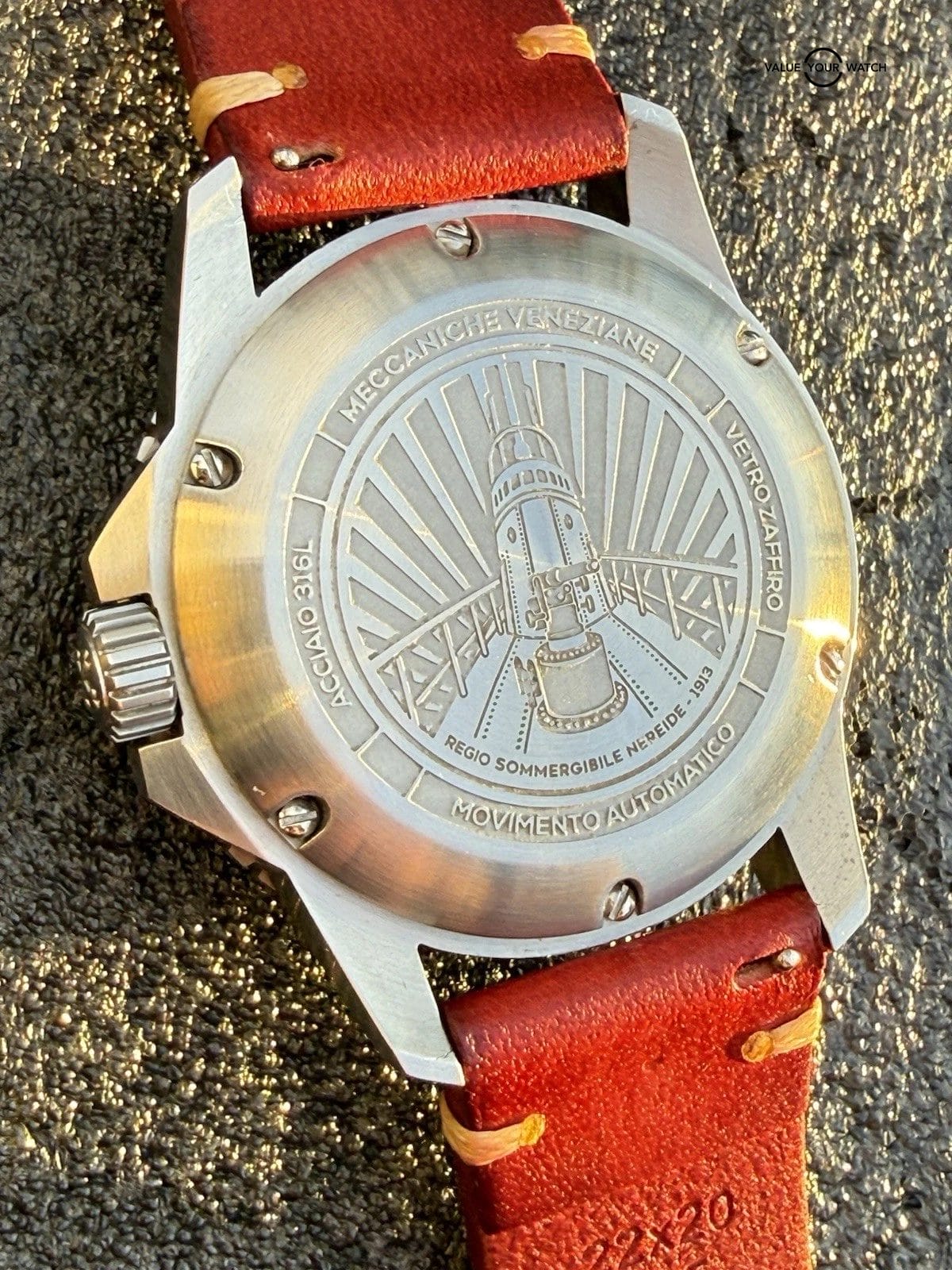 Rare Red Meccaniche Veneziane Nereide Diver Watch 3321503 Leather Full Set - Image 11