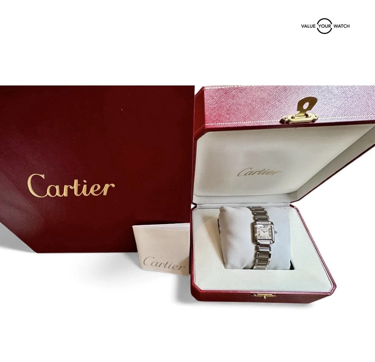 Cartier Ladies Tank Française 20MM Silver Dial Steel Bracelet (2300) - Image 3