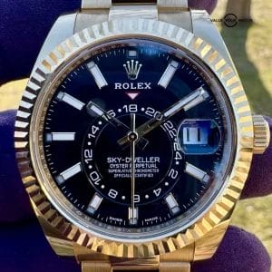 2022 Rolex Sky-Dweller 42mm 326938 18kt Yellow Gold Oyster Black Dial