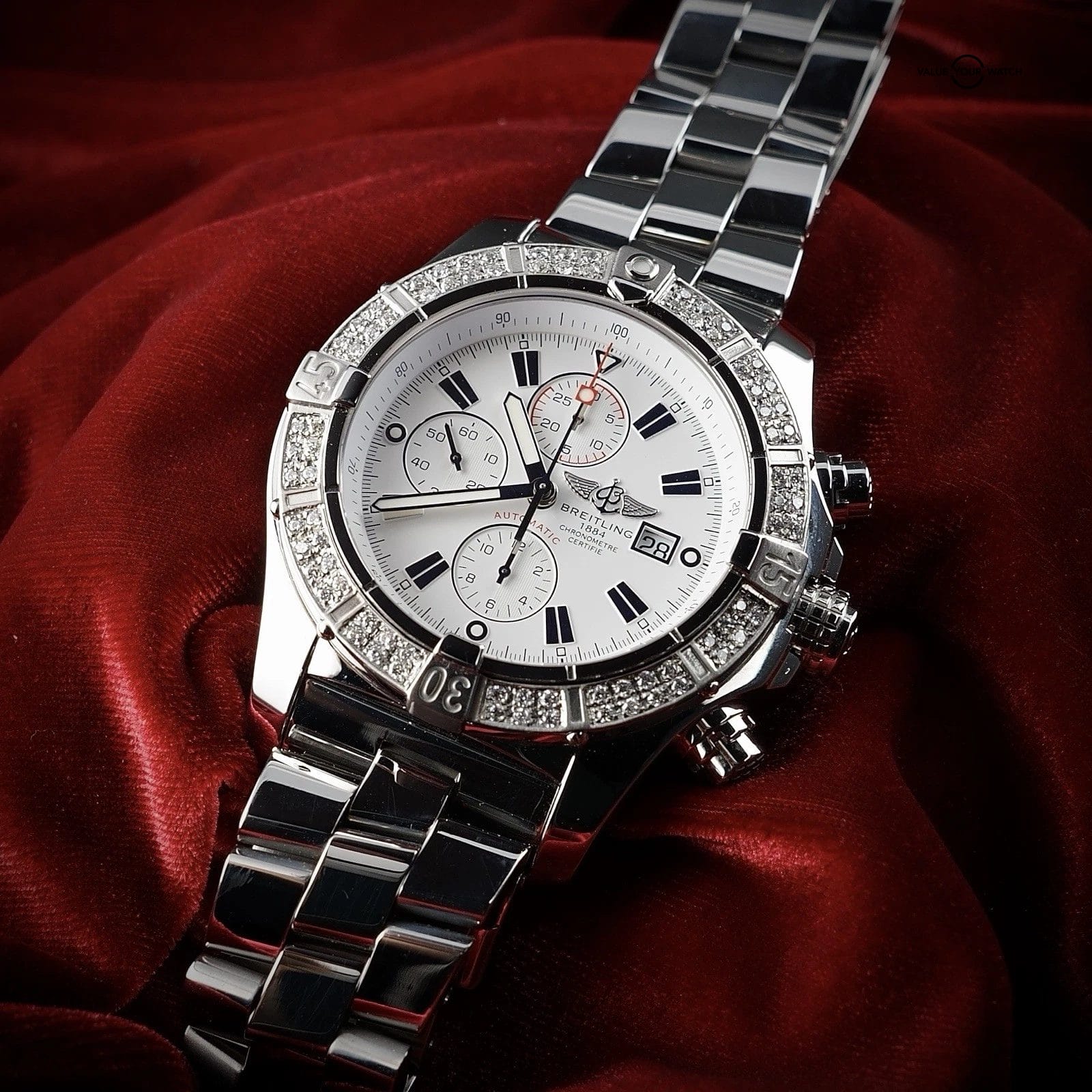 Breitling Super Avenger A13370 | Box & Papers | Diamond Bezel + OEM Bezel - Image 9