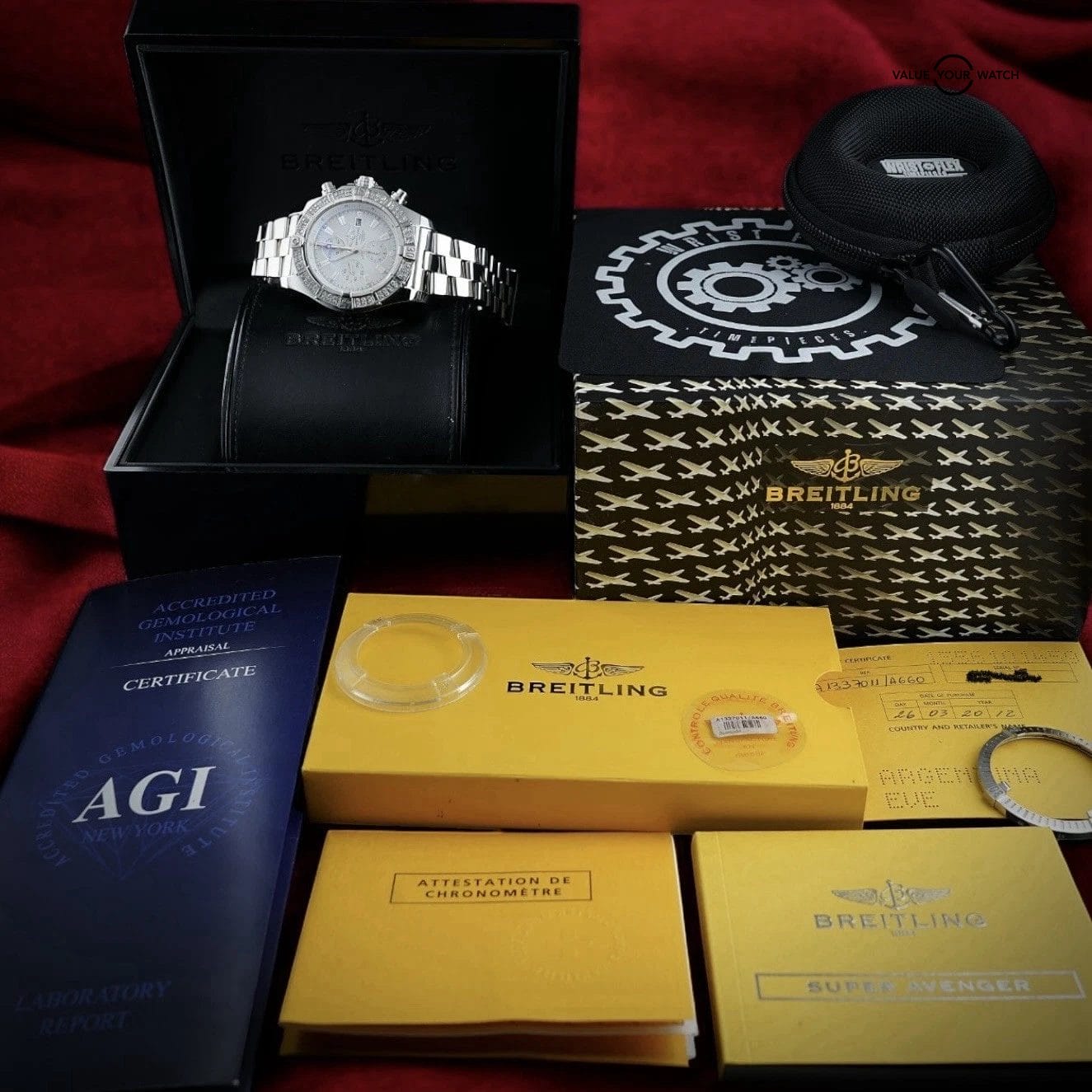 Breitling Super Avenger A13370 | Box & Papers | Diamond Bezel + OEM Bezel - Image 13