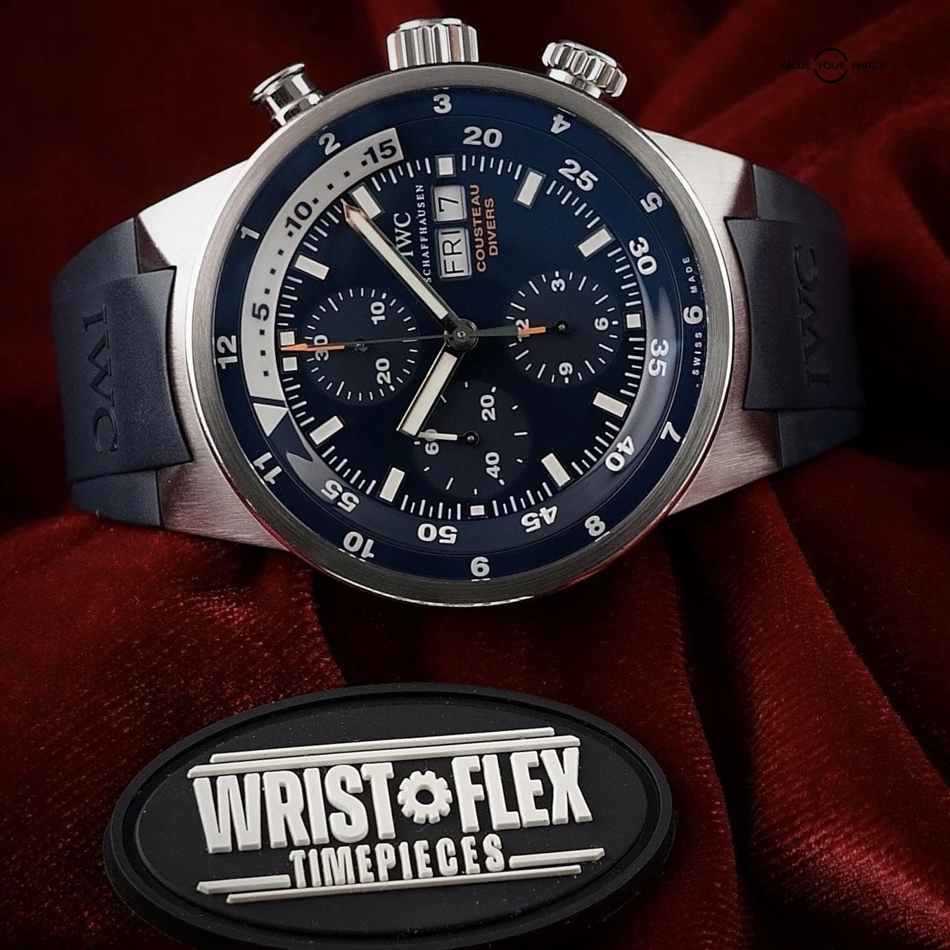 IWC Aquatimer Chronograph - 44mm Cousteau IW378201 - Blue Dial - Wood Inlay - Image 2