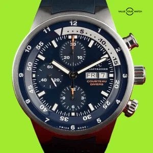 IWC Aquatimer Chronograph – 44mm Cousteau IW378201 – Blue Dial – Wood Inlay