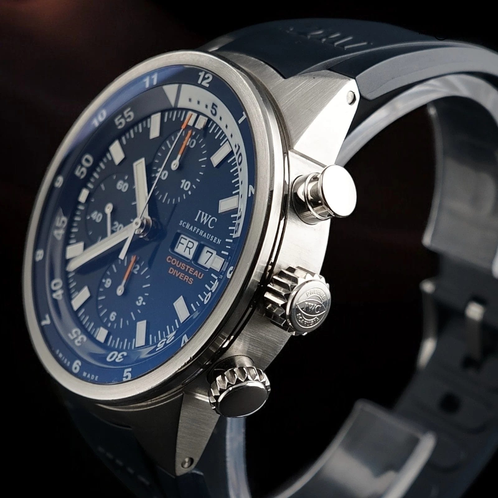 IWC Aquatimer Chronograph - 44mm Cousteau IW378201 - Blue Dial - Wood Inlay - Image 15