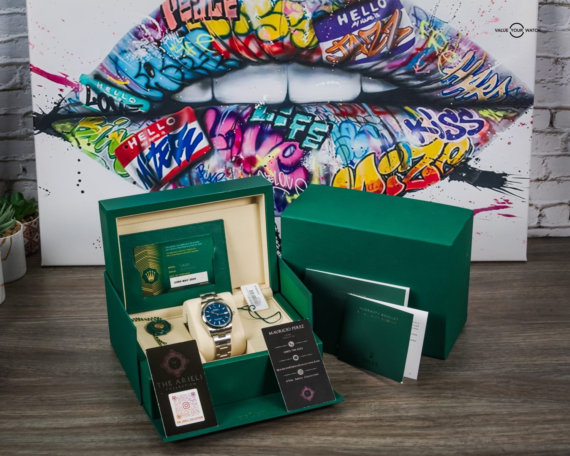 2025 ROLEX Oyster Perpetual 34mm Med Blue Dial – UNWORN BOX & PAPERS – 124200 - Image 2