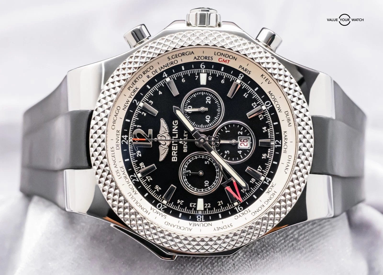 Breitling Bentley GMT 49mm $11K MSRP SERVICED Chronograph Deploy Rubber A47362 - Image 2