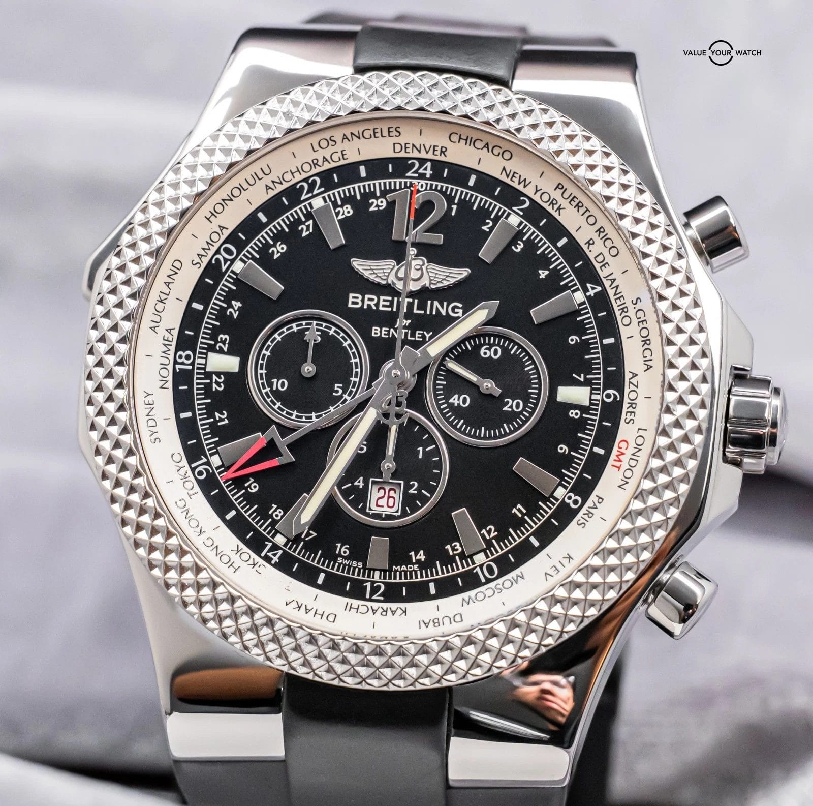 Breitling Bentley GMT 49mm $11K MSRP SERVICED Chronograph Deploy Rubber A47362 - Image 4