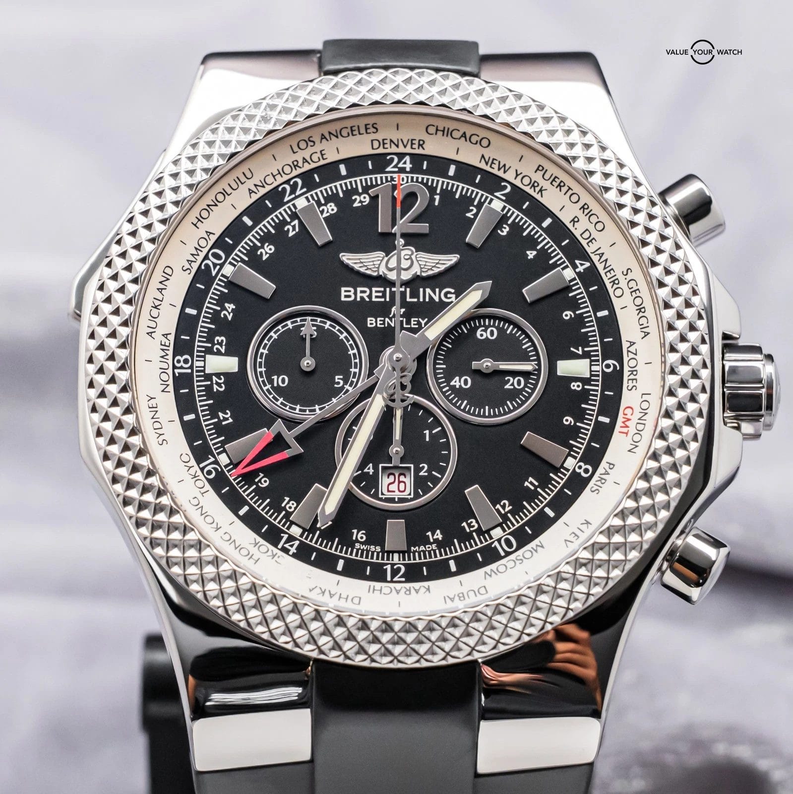 Breitling Bentley GMT 49mm $11K MSRP SERVICED Chronograph Deploy Rubber A47362 - Image 7