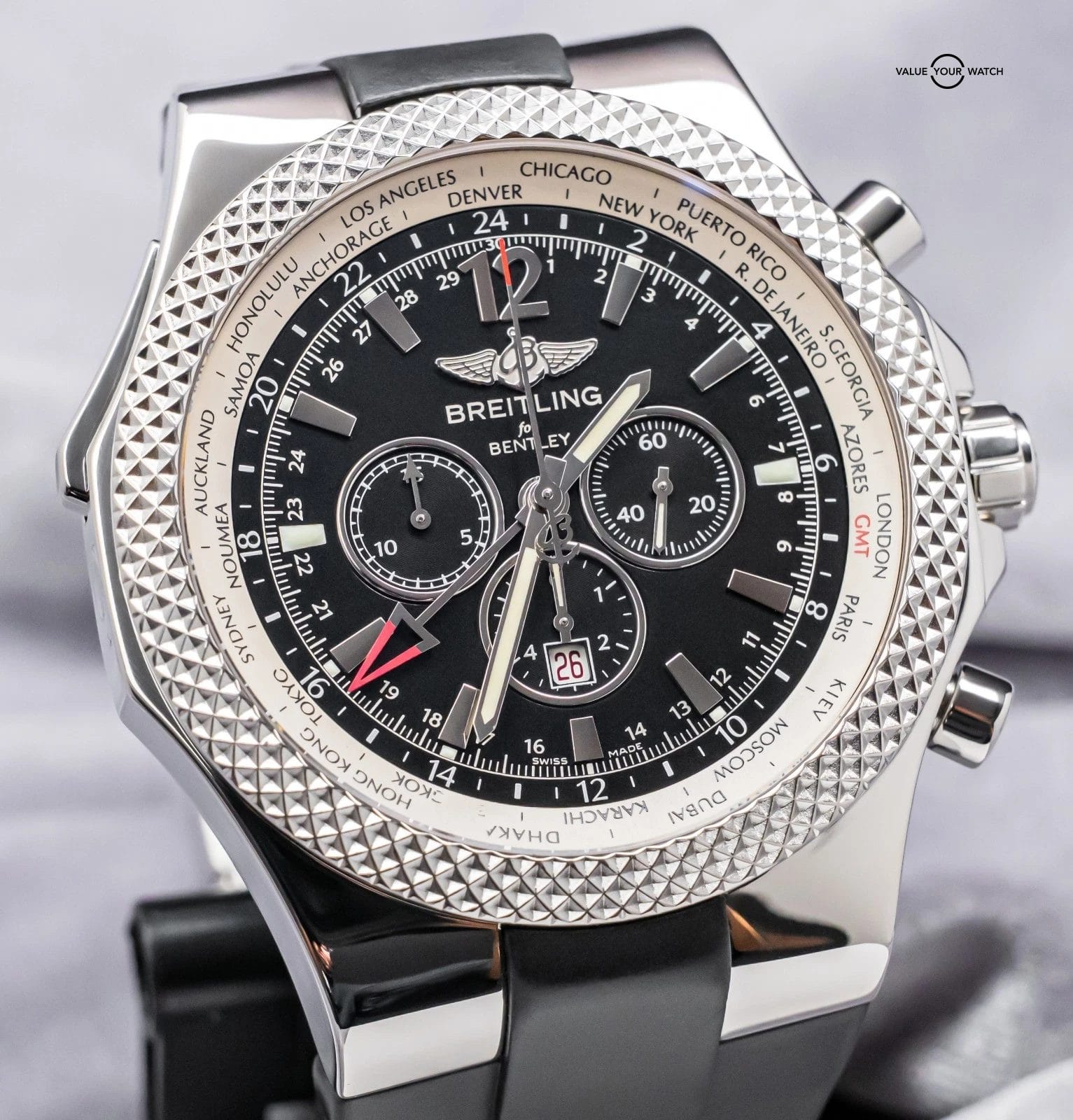 Breitling Bentley GMT 49mm $11K MSRP SERVICED Chronograph Deploy Rubber A47362 - Image 12