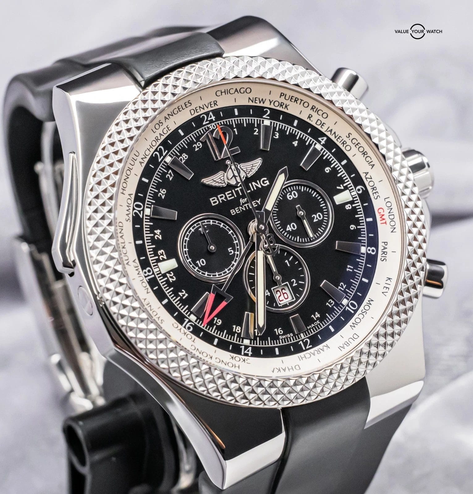 Breitling Bentley GMT 49mm $11K MSRP SERVICED Chronograph Deploy Rubber A47362 - Image 13