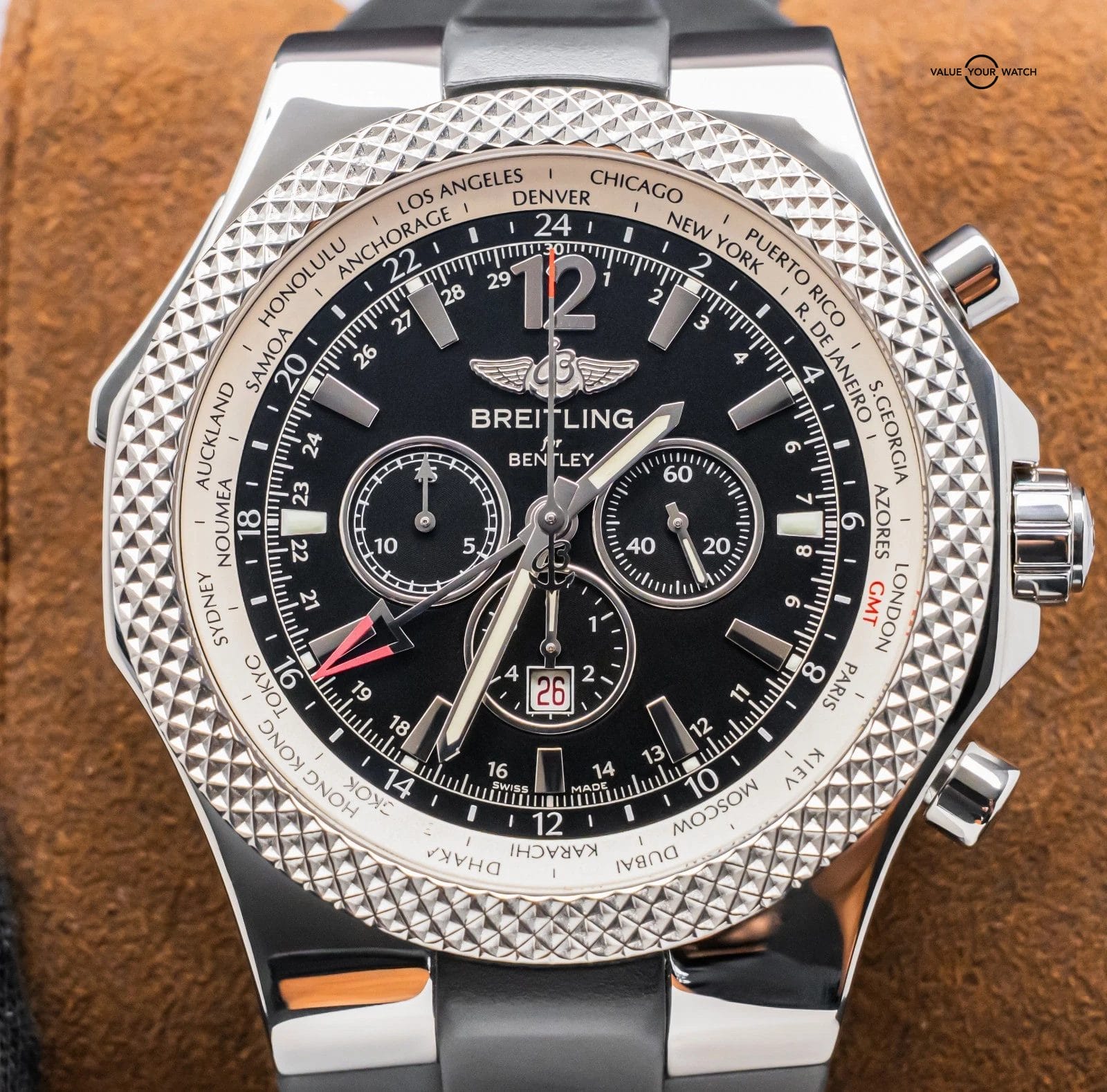 Breitling Bentley GMT 49mm $11K MSRP SERVICED Chronograph Deploy Rubber A47362 - Image 14