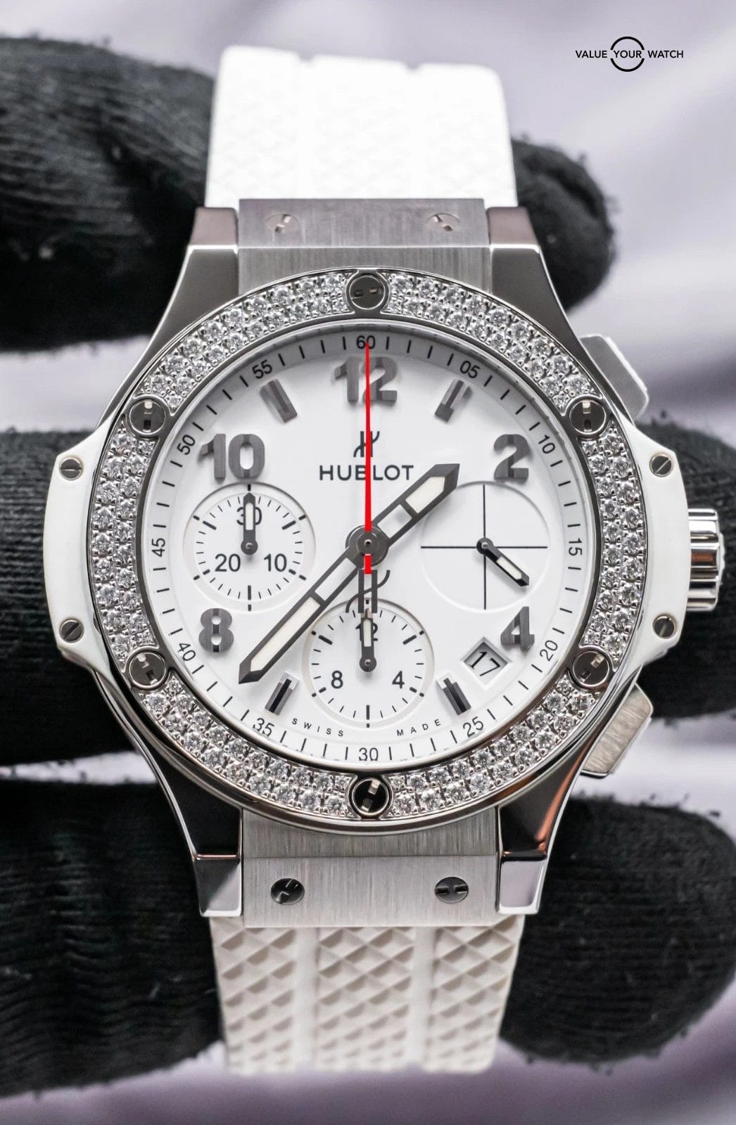 Hublot Big Bang 41 Steel Diamonds $18K MSRP Complete SERVICED 342.SE.230.RW.114