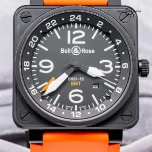Bell & Ross BR01-93 GMT Orange & Black Complete Set Box Papers 46mm PVD Steel