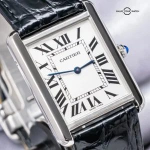 Cartier Tank Solo Large Model Ladies’ 35mm Silver Dial Steel Leather W5200003