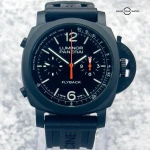 Panerai Luminor 1950 Chrono Flyback Ceramica 44mm Black PAM01298 Two OEM Straps!