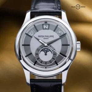 Patek Philippe Annual Calendar Moonphase White Gold Silver 40mm 5205G Full Set