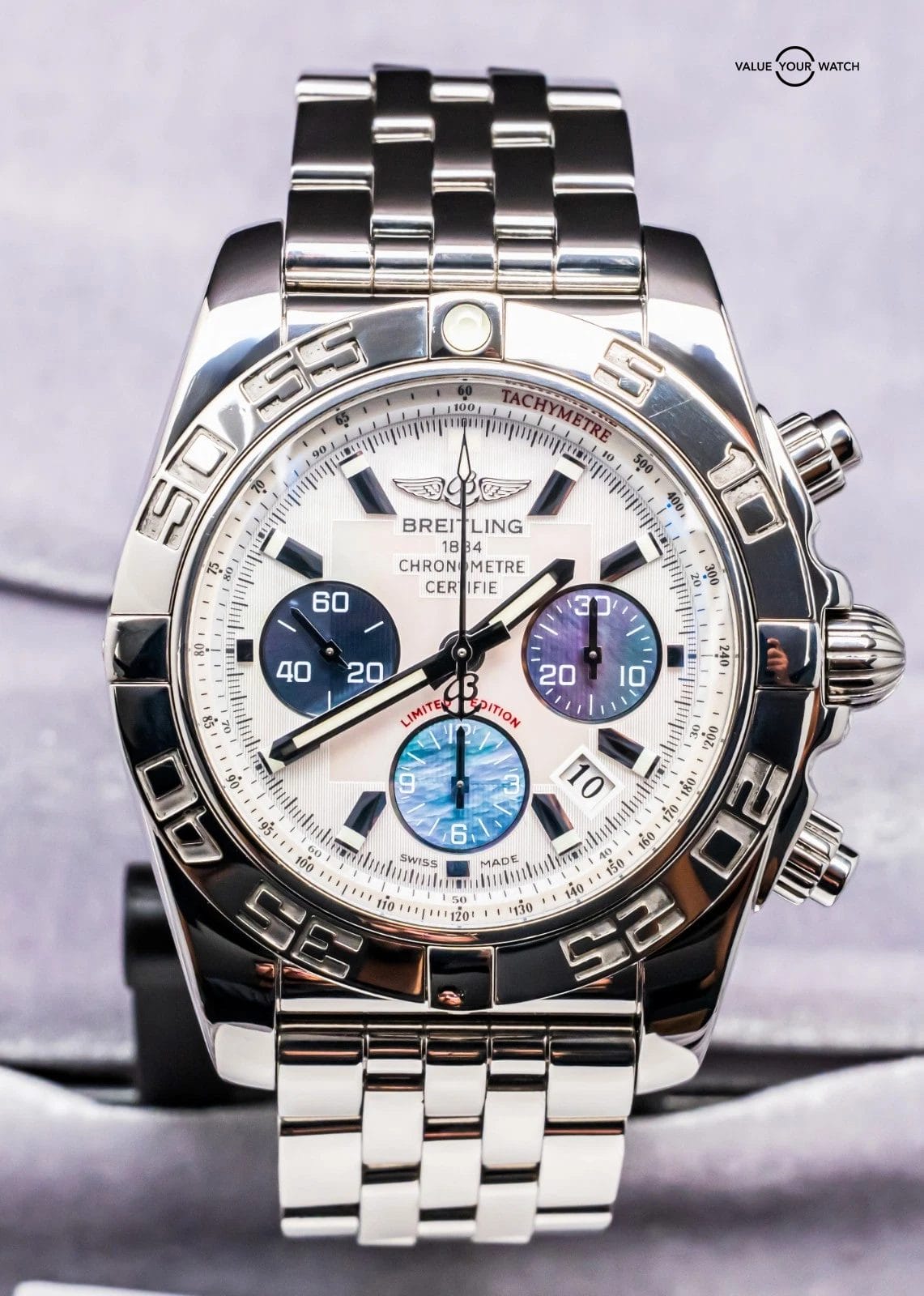 Breitling Chronomat 44 White Mother of Pearl Dial Limited Of 300 AB0110