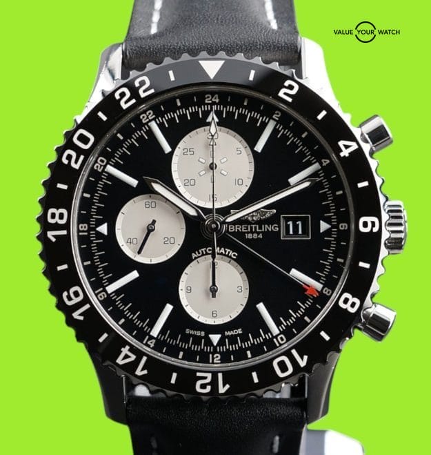 Breitling Chronoliner Y24310 GMT Chronograph Reverse Panda Pilot Watch 46mm