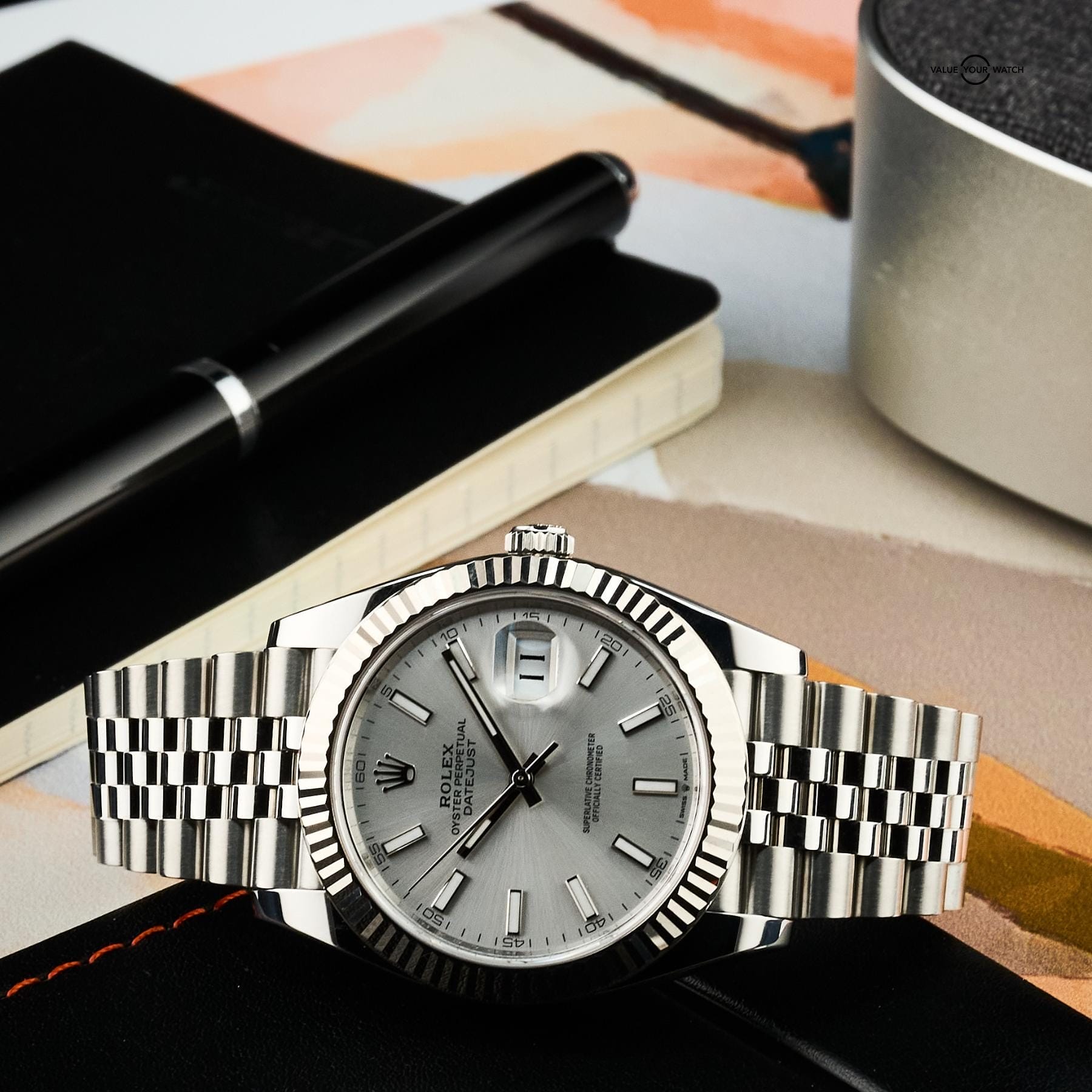 Rolex Datejust 41 Steel White Gold Fluted Bezel 126334 Full Set - Image 3