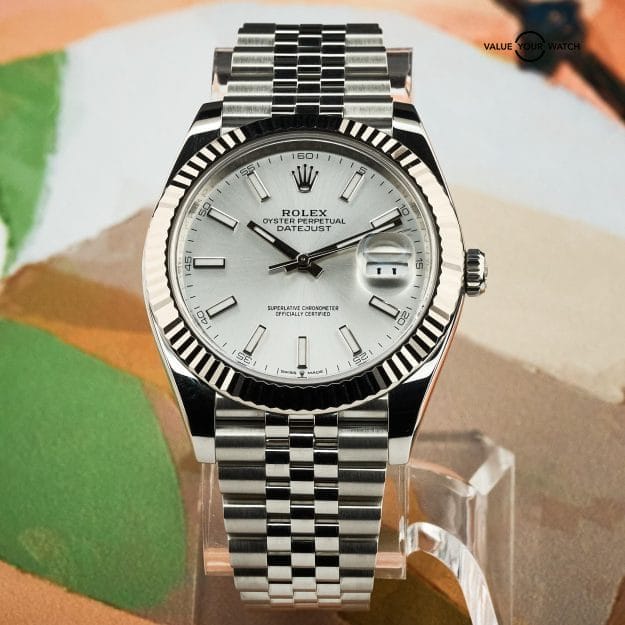 Rolex Datejust 41 Steel White Gold Fluted Bezel 126334 Full Set