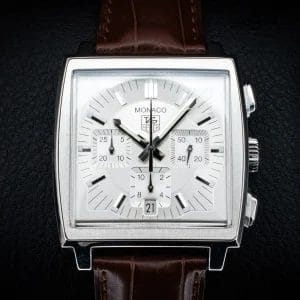 TAG Heuer Monaco 38mm Silver Dial Automatic Chronograph, Ref. CW2112 with B&P